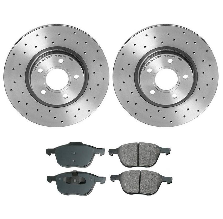 Volvo Disc Brake Pad and Rotor Kit - Front (300mm) (Xtra) (Ceramic) (ProACT) 30742030 - Akebono PROACT Ultra-Premium 4116504KIT